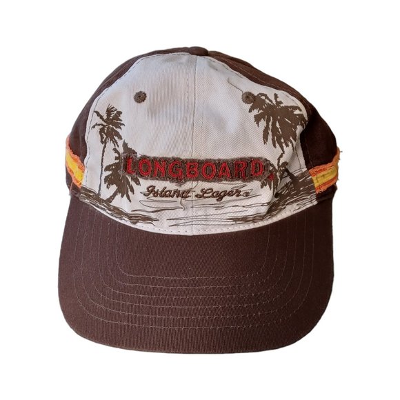KONA Longboard Island Lager baseball cap velcro distressed closure brown Hawaii - Picture 1 of 10